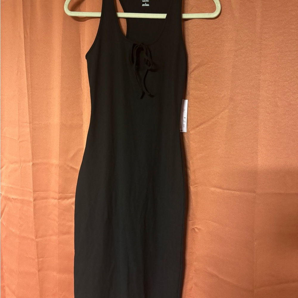 wild fable Black Sleeveless Tie-Front Midi Dress